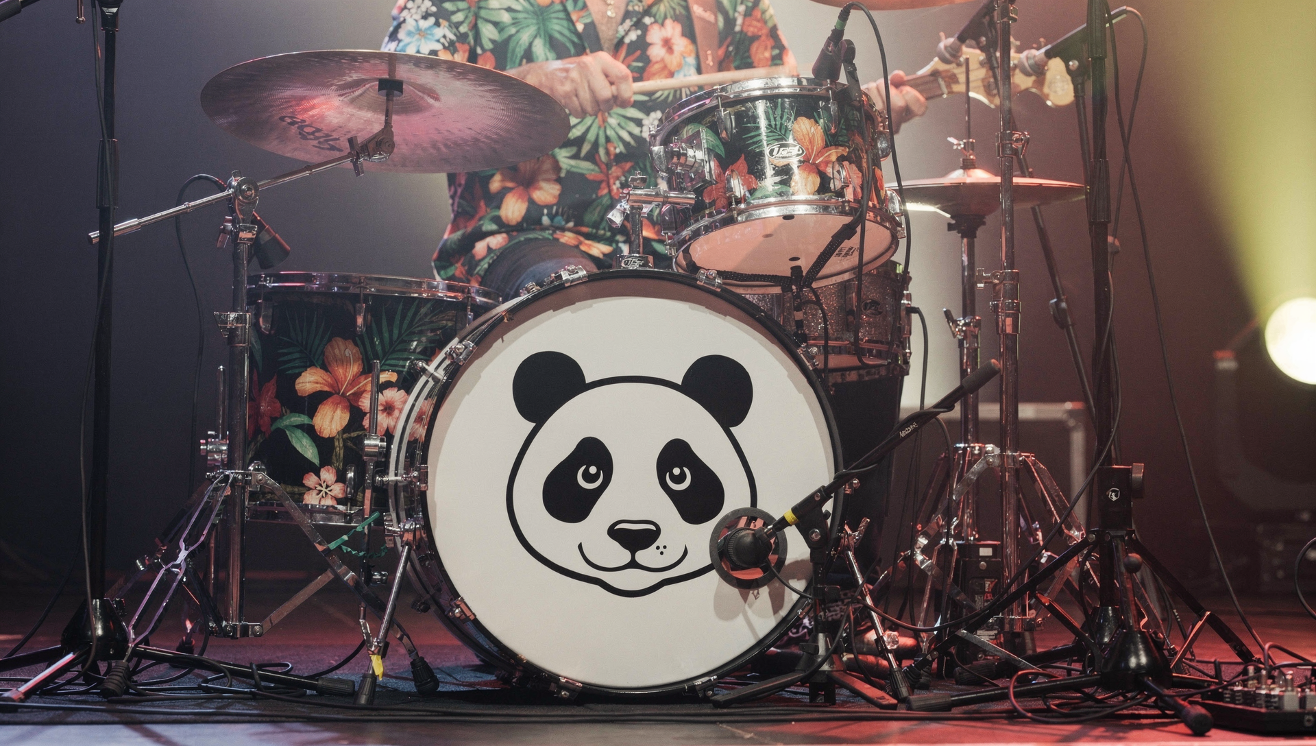 The Panda Banda's signature panda drum kit